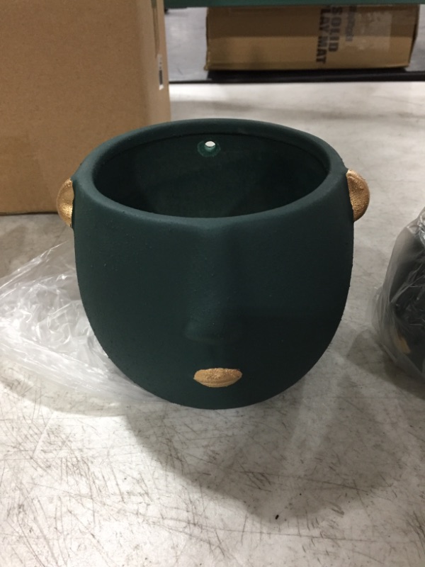 Photo 2 of CERAMIC FLOWER POTS, BOX OF 2. GREEN. 