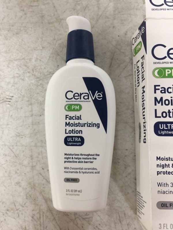 Photo 3 of CeraVe PM Facial Moisturizing Lotion | Night Cream with Hyaluronic Acid and Niacinamide | Ultra-Lightweight, Oil-Free Moisturizer for Face | 3 Ounce
