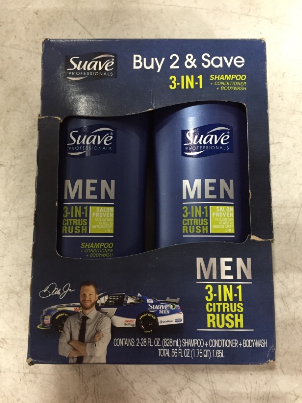 Photo 2 of Suave Men 3 in 1 Shampoo Conditioner and Body Wash Citrus Rush 28 oz(Pack of 2)
