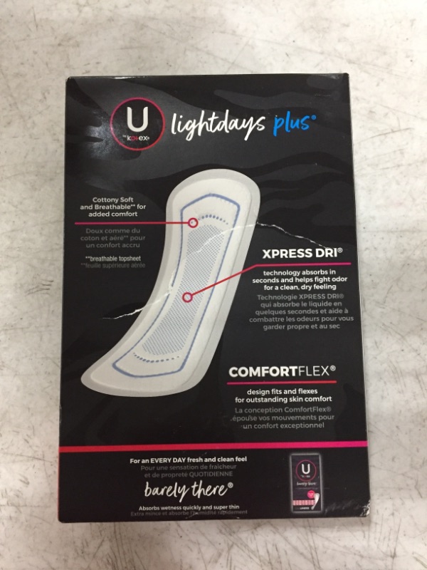 Photo 3 of U by Kotex Lightdays Plus Panty Liners, Regular Length, Unscented, 80 Count
