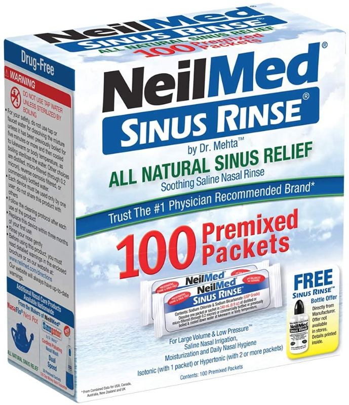 Photo 1 of NeilMed Sinus Rinse All Natural Relief Premixed Refill Packets 100 Count (Pack of 1)
