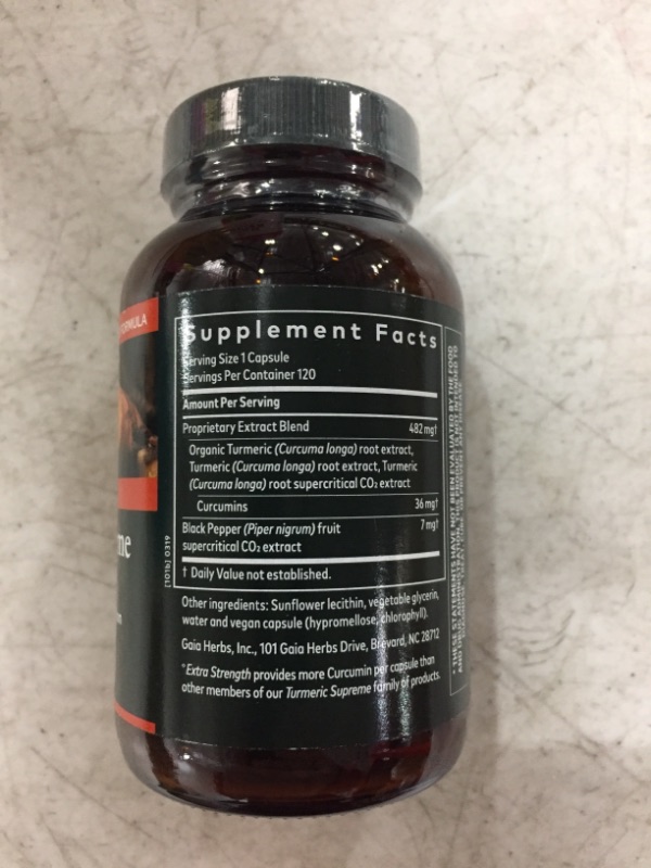 Photo 1 of Gaia Herbs, Turmeric Supreme Extra Strength, Turmeric Curcumin Supplement with Black Pepper, Daily Joint Support & Healthy Inflammatory Response, Vegan Liquid Capsules, 60 Count
