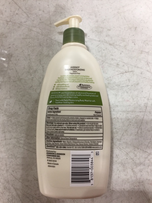 Photo 3 of Aveeno Daily Moisturizing Body Lotion with Soothing Oat and Rich Emollients to Nourish Dry Skin, Gentle & Fragrance-Free Lotion is Non-Greasy & Non-Comedogenic, 18 fl. oz
