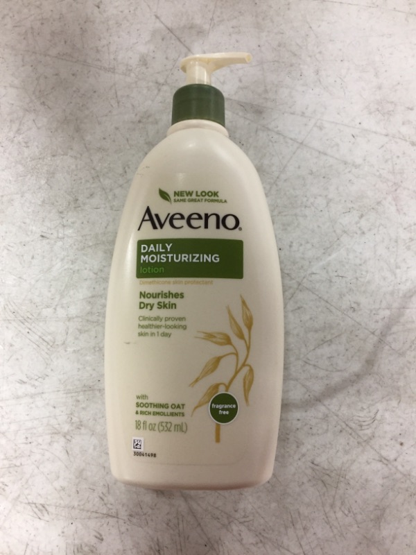 Photo 2 of Aveeno Daily Moisturizing Body Lotion with Soothing Oat and Rich Emollients to Nourish Dry Skin, Gentle & Fragrance-Free Lotion is Non-Greasy & Non-Comedogenic, 18 fl. oz
