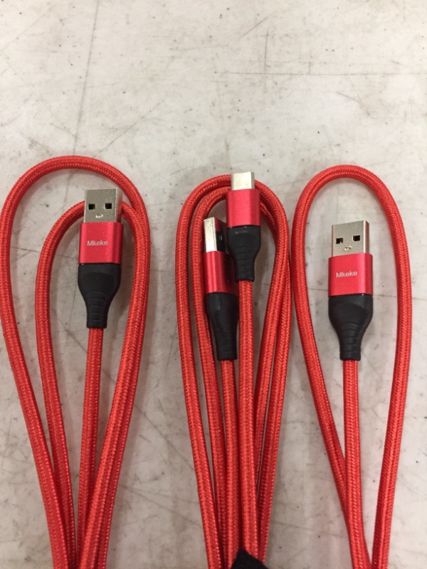 Photo 2 of MKEKE USB-C CABLE FAST CHARGING, 3 PACK. RED.