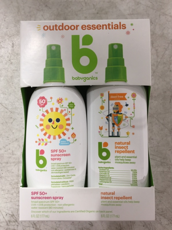 Photo 2 of Babyganics SPF 50 Baby Sunscreen Spray UVA UVB Protection and DEET Free Bug Repellent, 2 Pack (6 Ounce)
