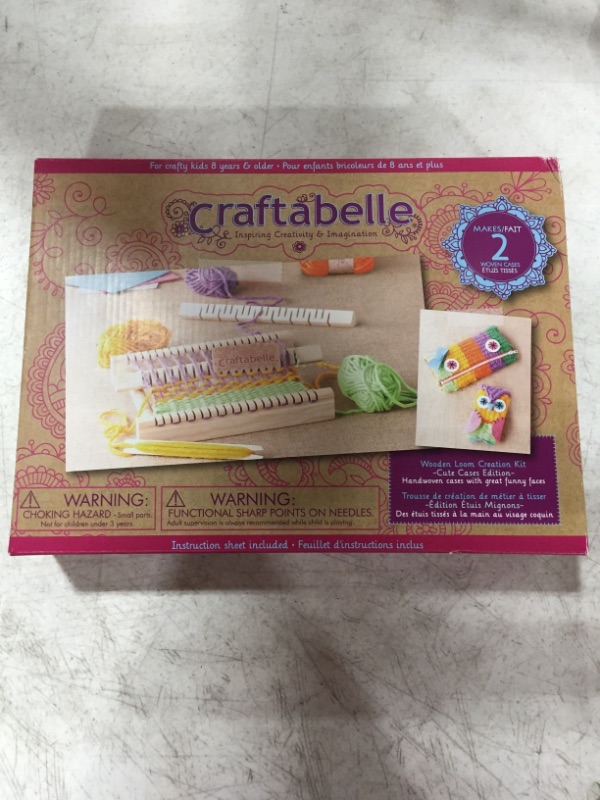 Photo 2 of Craftabelle – Wooden Loom Creation Kit – Beginner Knitting Loom Kit – 19pc Weaving Set with Yarn and Frame – DIY Craft Kits for Kids Aged 8 Years +
