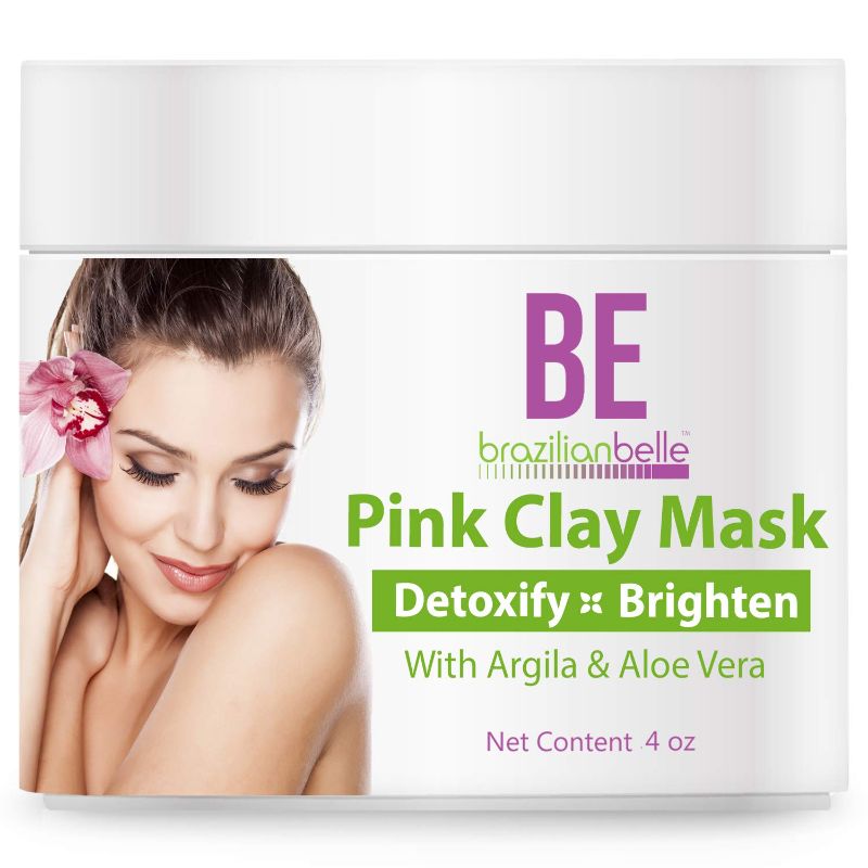 Photo 1 of Brazilian Belle's Australian Pink Clay Mask for Deep Pore Cleansing | Purifying Facial with Argila, Bentonite Clay & Aloe Vera to help Unclog & Shrink Pores | 4 oz
