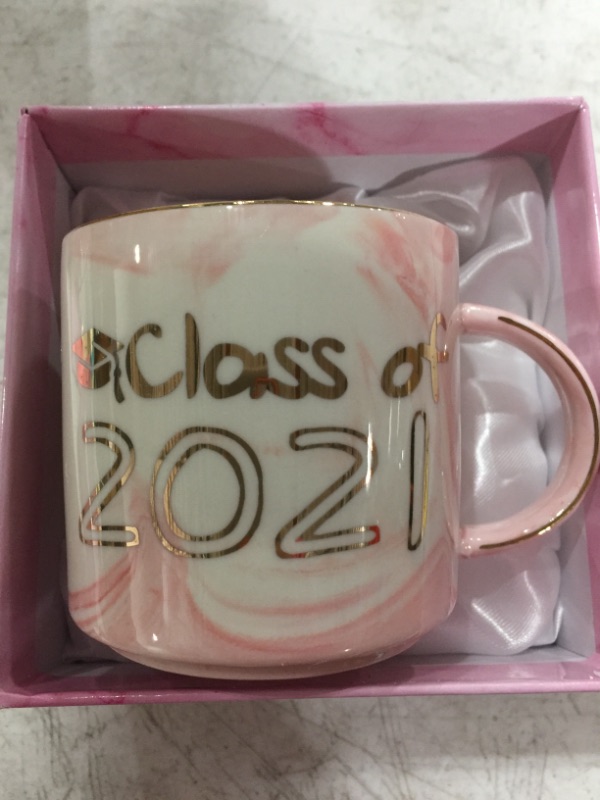 Photo 1 of CLASS OF 2021 COFFEE MUG. PINK/GOLD.