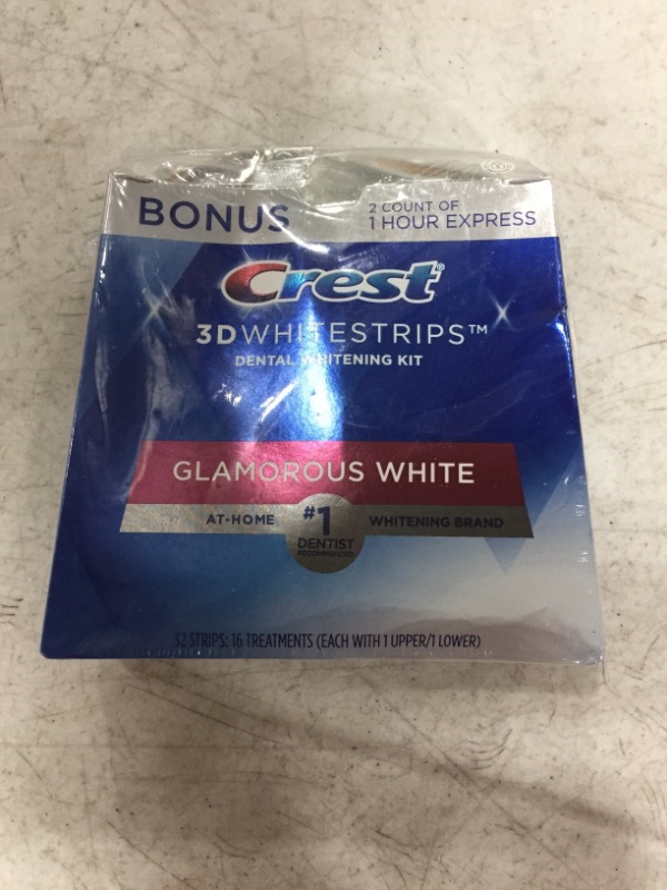 Photo 2 of Crest 3D Whitestrips, Glamorous White, Teeth Whitening Strip Kit, 32 Strips (16 Count Pack)
