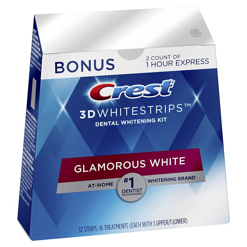 Photo 1 of Crest 3D Whitestrips, Glamorous White, Teeth Whitening Strip Kit, 32 Strips (16 Count Pack)
