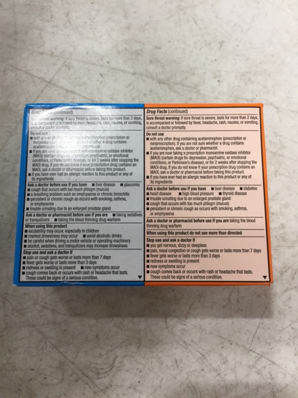 Photo 3 of Amazon Basic Care Cold & Flu Relief Multi-Symptom Daytime/Nighttime Combo Pack Softgels; Cold Medicine, 48 Count
BEST BY 10/2021.