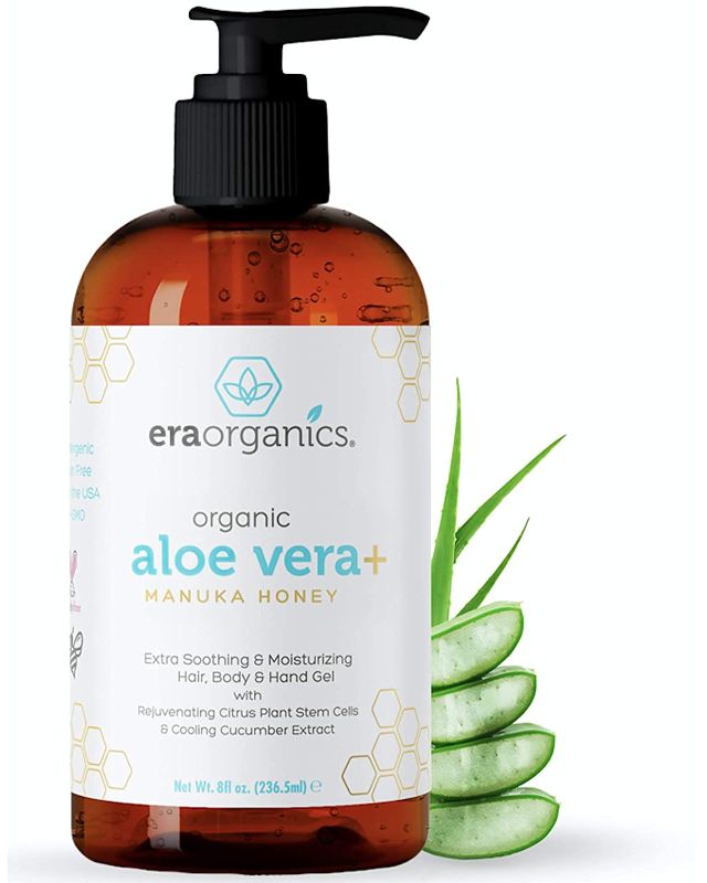 Photo 1 of Aloe Vera Gel: Natural, Organic, For Hair, Face, Skin. Pure Aloe Vera Moisturizer With Rejuvenating Manuka Honey And Plant Stem Cells. Fast Absorption Non-Sticky Aloe Gel For Skin - Era Organics
