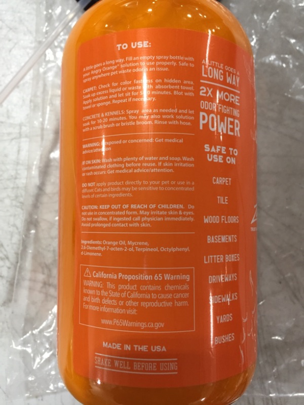 Photo 3 of ANGRY ORANGE Pet Odor Eliminator for Strong Odor - Citrus Deodorizer for Dog or Cat Urine Smells on Carpet, Furniture & Floors - Puppy Supplies?
