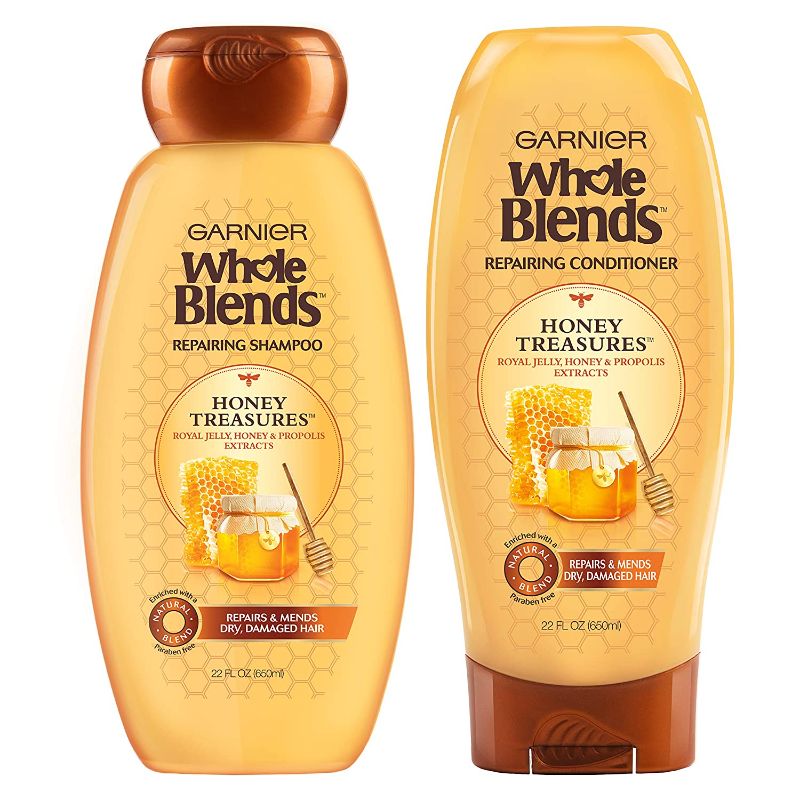 Photo 1 of Garnier Hair Care Whole Blends Honey Treasures Repairing Shampoo and Conditioner, 44 Ounces
