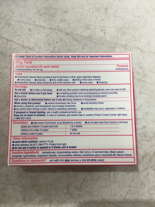 Photo 3 of Benadryl Ultratabs Antihistamine Allergy Medicine, Diphenhydramine HCl Tablets, 48 ct
