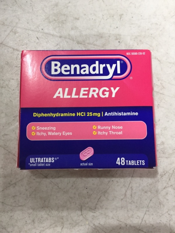 Photo 2 of Benadryl Ultratabs Antihistamine Allergy Medicine, Diphenhydramine HCl Tablets, 48 ct
