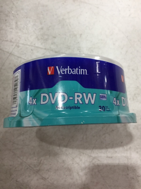 Photo 3 of Verbatim DVD-RW 4.7GB 4X with Branded Surface - 30pk Spindle, BLUE/GRAY - 95179
