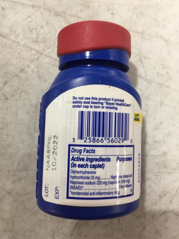 Photo 3 of Aleve PM Caplets, Fast Acting Sleep Aid and Pain Relief for Headaches, Muscle Aches, Non-Habit Forming 220 mg Naproxen Sodium and 25 mg Diphenhydramine HCl Capsules, 80 count
