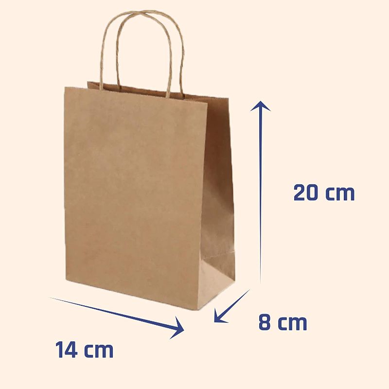 Photo 1 of 15 Pack, Brown Kraft Paper Gift Bags, with Handles - 8" x 5.5" x 3"
