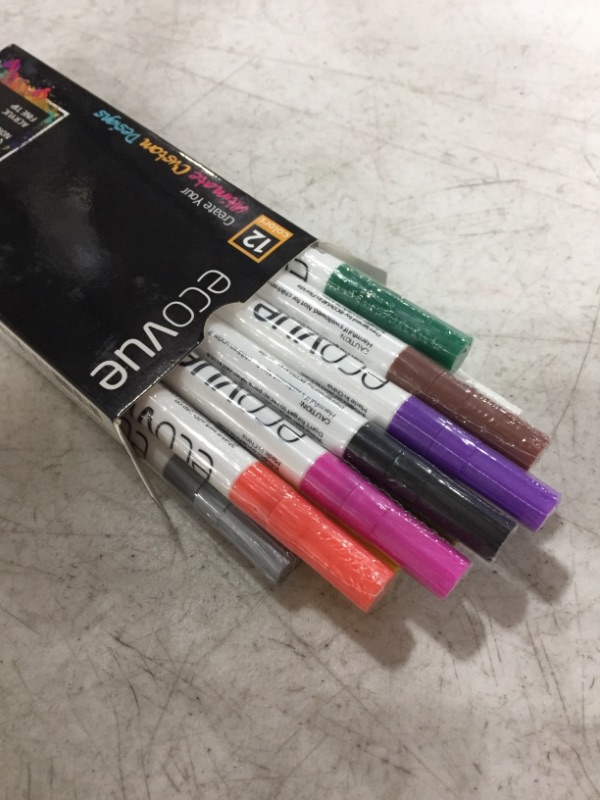 Photo 3 of Acrylic Paint Pen Markers Extra Fine Tip in 12 Vivid Fast Drying Colors For Glass, Wood, Mugs, Rock, Metal, Clay
