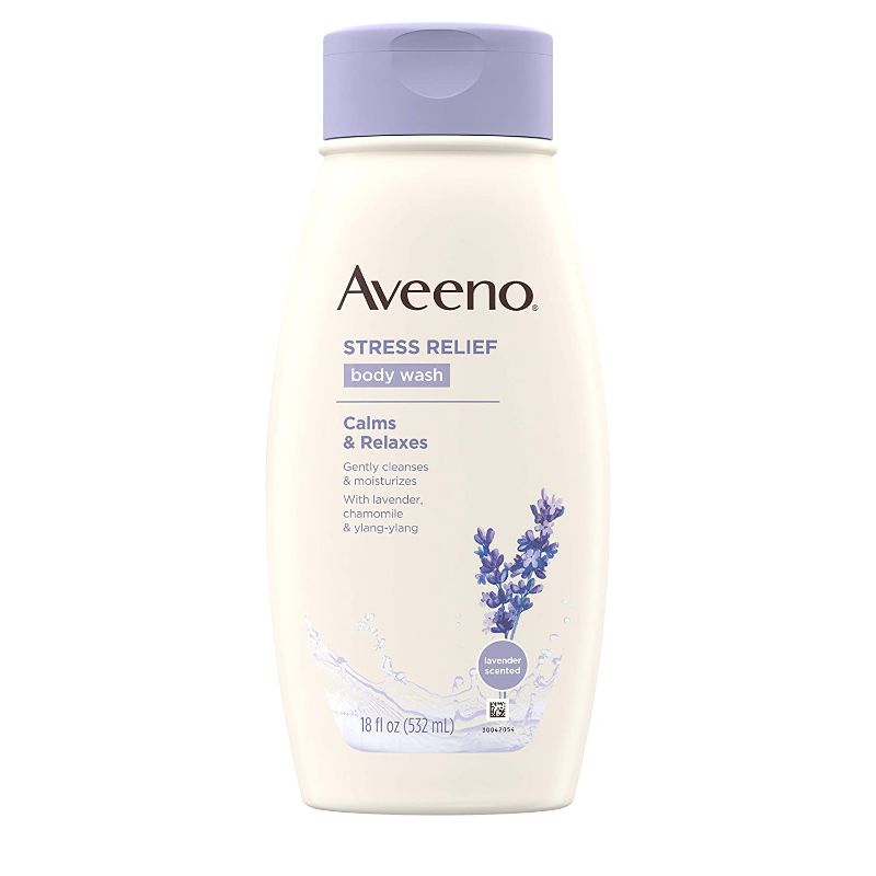 Photo 1 of Aveeno Stress Relief Body Wash Calms & Relaxes with Lavender, chamomile & ylang ylang Lavender Scented 18 fl. Oz
