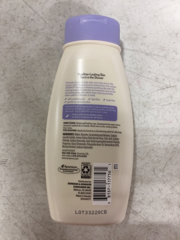 Photo 3 of Aveeno Stress Relief Body Wash Calms & Relaxes with Lavender, chamomile & ylang ylang Lavender Scented 18 fl. Oz
