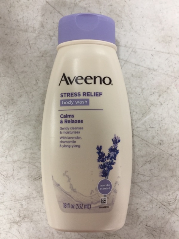 Photo 2 of Aveeno Stress Relief Body Wash Calms & Relaxes with Lavender, chamomile & ylang ylang Lavender Scented 18 fl. Oz
