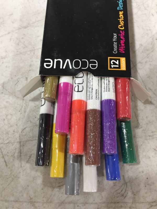 Photo 3 of Acrylic Paint Pen Markers Extra Fine Tip in 12 Vivid Fast Drying Colors For Glass, Wood, Mugs, Rock, Metal, Clay
