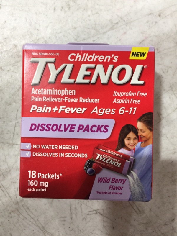 Photo 3 of Children's Tylenol Dissolve Powder Packets with 160 mg Acetaminophen, Wild Berry, 18 ct
