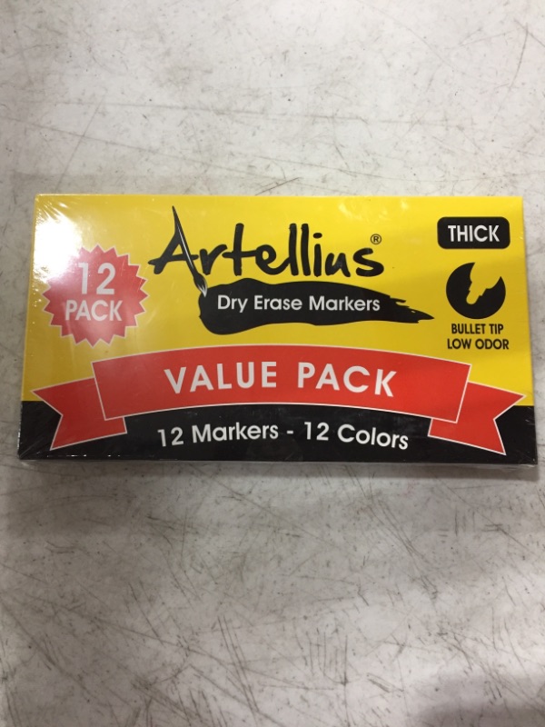 Photo 2 of Dry Erase Markers (12 Pack of Assorted Colors) Thick Barrel Design - Perfect Pens For Writing on Whiteboards, Dry-Erase Boards, Mirrors, Windows, & All White Board Surfaces
