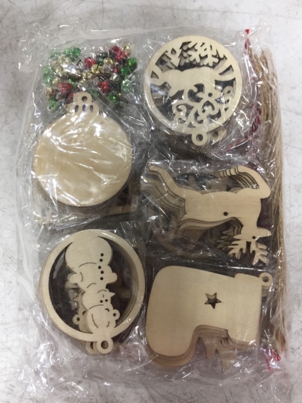 Photo 2 of 100 PIECE DIT HOLIDAY CHRISTMAS WOODEN ORNAMENT SET FOR CRAFTING.