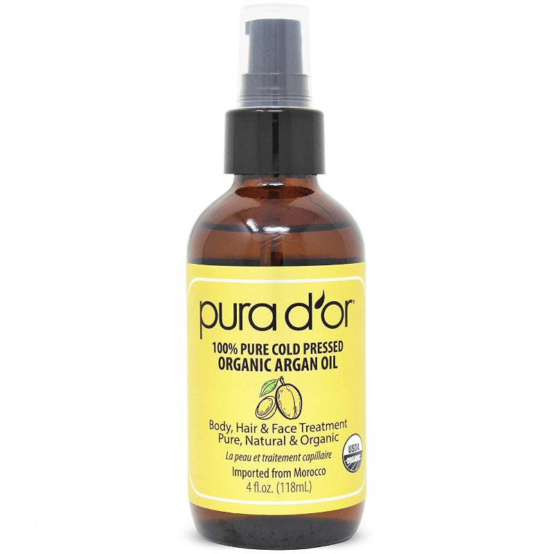 Photo 1 of PURA D'OR Organic Moroccan Argan Oil (4oz / 118mL) USDA Certified 100% Pure Cold Pressed Virgin Premium Grade Moisturizer Treatment for Dry & Damaged Skin, Hair, Face, Body, Scalp & Nails
