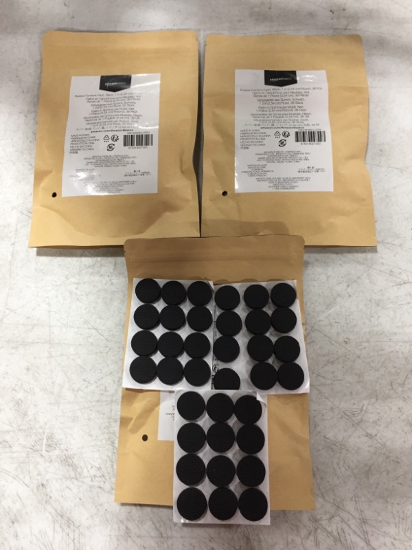 Photo 1 of Amazon Basics Rubber Furniture Pads, Black, 1'' Round, 36 pcs
LOT OF 3. 