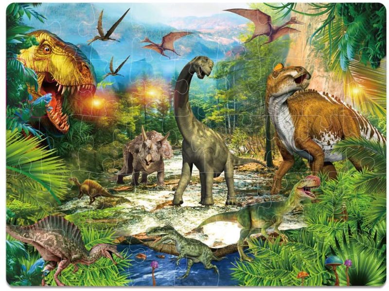 Photo 1 of Kids Puzzle for Kids Ages 4-8 Dinosaur Floor Puzzle Raising Children Recognition Promotes Hand Eye Coordinatio (Bulge Design,46Pcs,24x18in)
