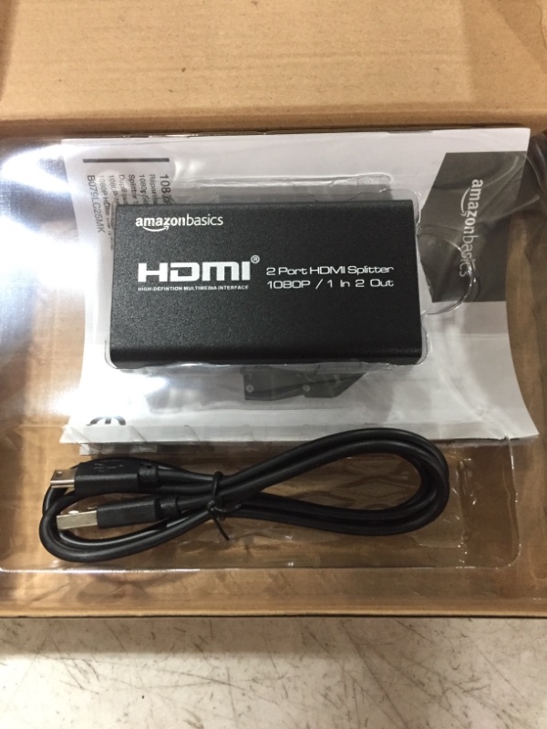 Photo 2 of Amazon Basics 1080P HDMI 1x2 Splitter for Dual Monitors (Only Supports Screen Duplication, not Extension)
