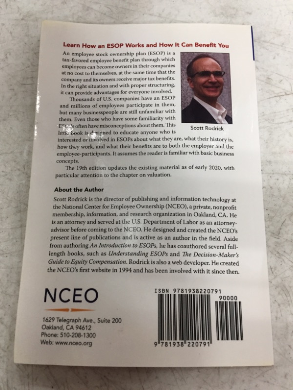 Photo 3 of An Introduction to ESOPs, 19th Edition: How an employee stock ownership plan (ESOP) can benefit your company, its owners, and its employees Paperback – May 12, 2020
