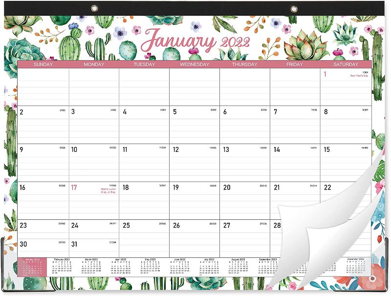 Photo 1 of 2022 Desk Calendar - Desk Calendar 2022 Cover 12 Months Large Monthly, January 2022 - December 2022, 22" x 17", Desk Pad, Large Ruled Blocks, Best Desk Calendar for Organizing

