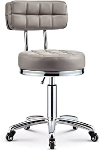 Photo 1 of YJHome Swivel Salon Rolling Stool Chair with Backrest Wheels Height Adjustable Leather Hydraulic Chair Client Nail Pedicure Chair 440lbs Load-Bearing for SPA Salon Beauty Massage Home Office
