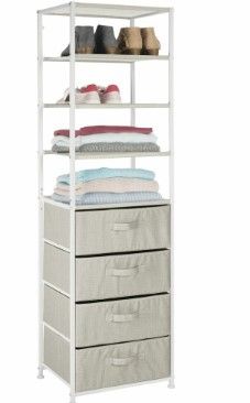 Photo 1 of 4 Drawer + 4 Shelf Vertical Fabric Dresser and Closet Storage Organizer
