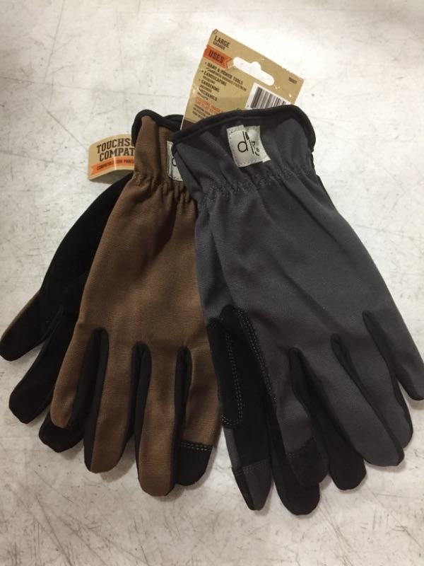 Photo 2 of DIGZ MEN'S DUCK CANVAS UTILITY GLOVES. 2 PAIR. SIZE LARGE. 