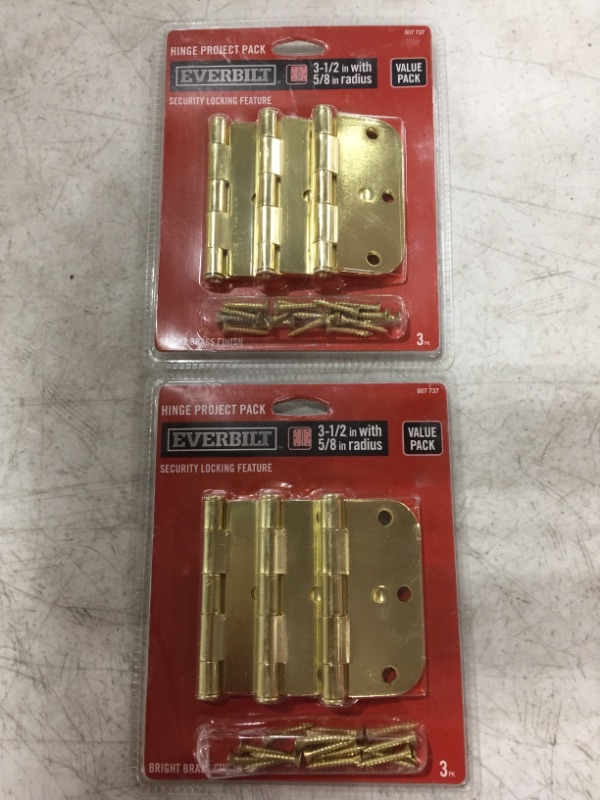 Photo 2 of 3-1/2 in. Bright Brass 5/8 in. Radius Security Door Hinges (3-Pack)
LOT OF 2. 