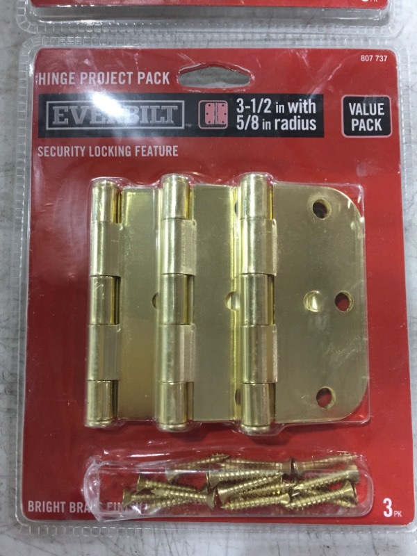 Photo 1 of 3-1/2 in. Bright Brass 5/8 in. Radius Security Door Hinges (3-Pack)
LOT OF 2. 