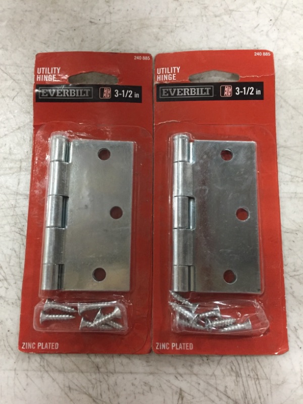 Photo 2 of EVERBILT UTILITY HINGES, 240 885. ZINC PLATED. 3.5 INCH. LOT OF 2.