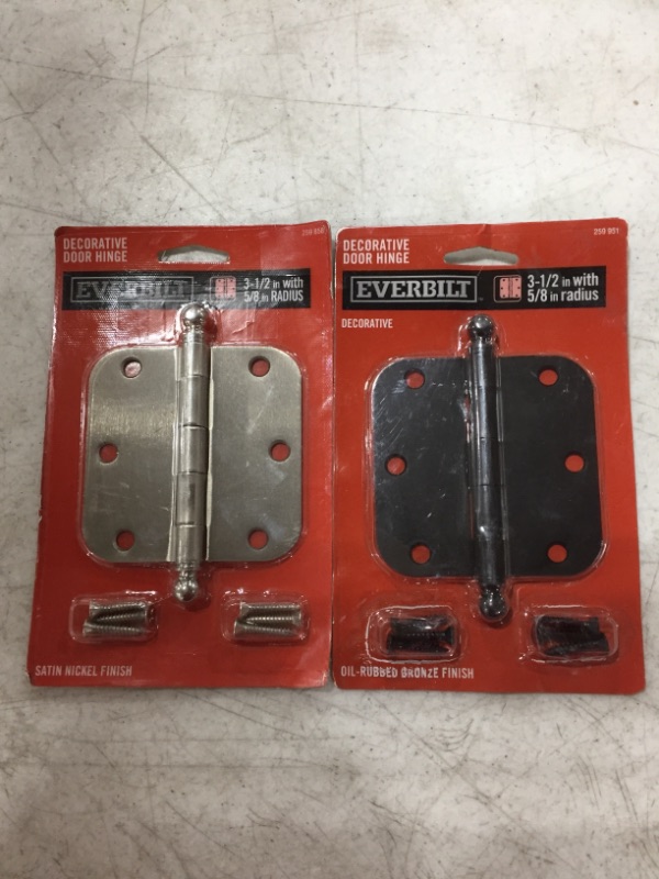 Photo 3 of EVERBILT DECORATIVE DOOR HINGES, 3.5 INCH. NICKEL & BRONZE FINISHES. LOT OF 2 ITEMS.