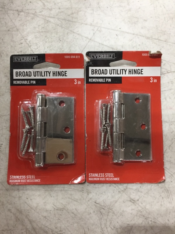 Photo 1 of EVERBILT BROAD UTILITY HINGE. STAINLESS STELL. 3 INCH. LOT OF 2.