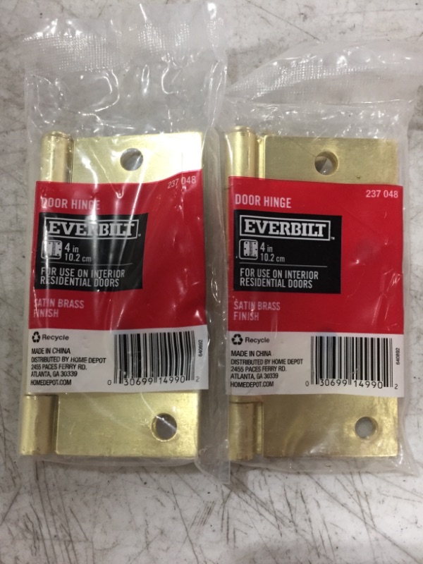 Photo 2 of EVERBILT DOOR HINGE 237 048. SATIN BRASS. 4 INCH. LOT OF 2.