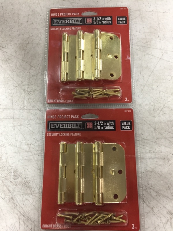 Photo 2 of EVERBILT HINGE PROJECT PACK 807 737. BRIGHT BRASS FINISH. 3.5 INCH. 3 PACK. LOT OF 2.