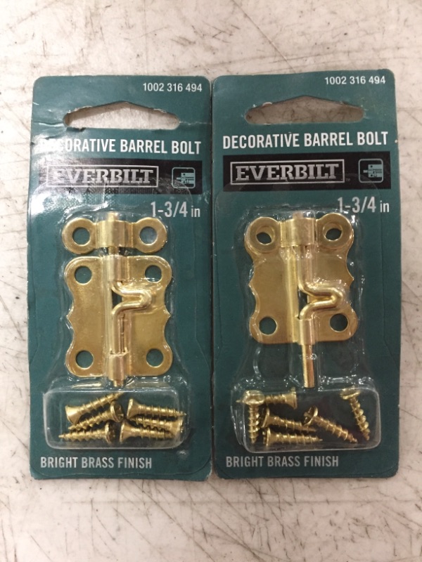 Photo 1 of EVERBILT DECORATIVE HASP & BARREL BOLTS. BRASS & BRONZE FINISHES. LOT OF 4 ITEMS.