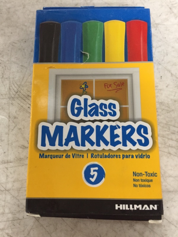 Photo 2 of WINDOW MARKERS for Glass and Smooth Surfaces, 5-Color Pack by Hillman (black, blue, green, yellow & red) - Single 5-Pack
